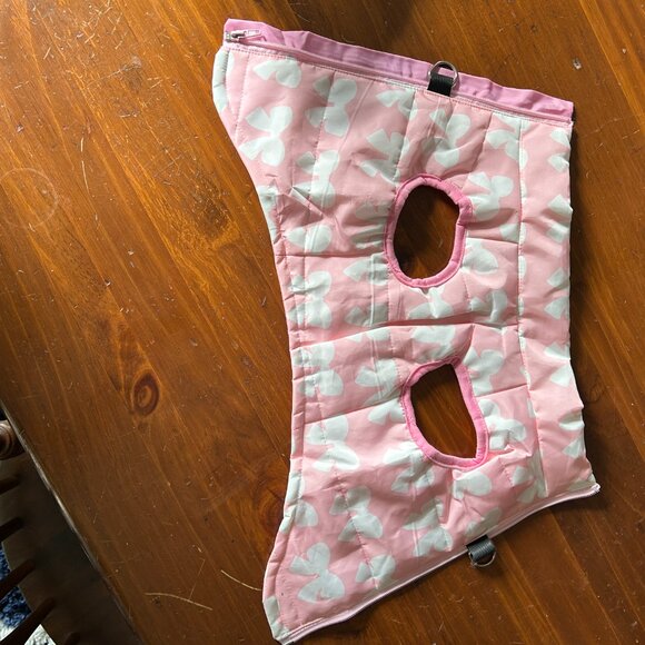 Dog Coat Jacket No-Pull Harness Pink Bow Design Zip Closure D-Rings Size M - Picture 5 of 8